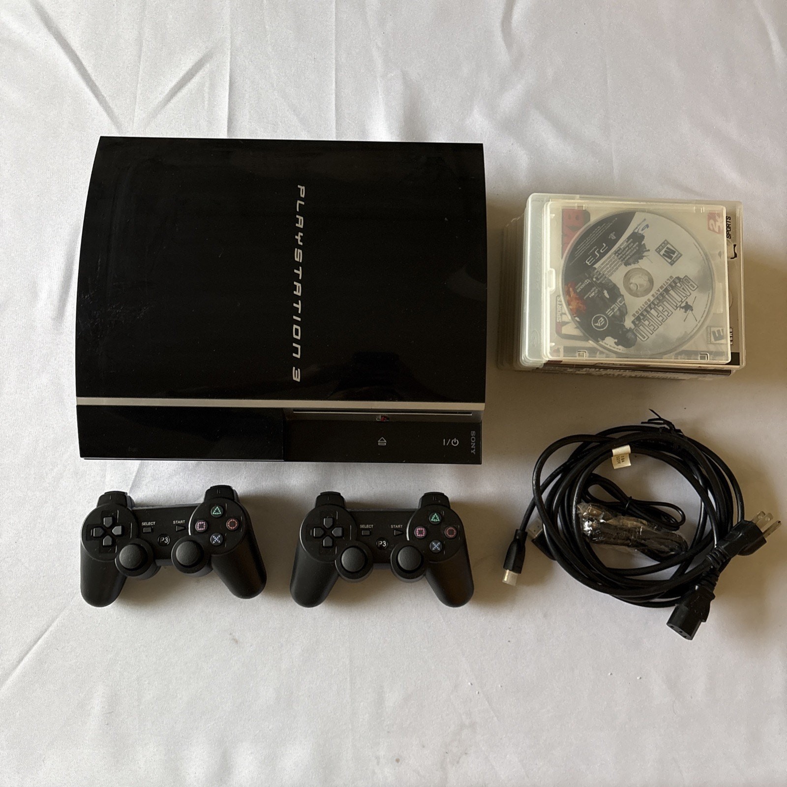 Sony PlayStation 3 Bundle Fat PS3 160GB With 8 Games & 2 Controllers CECHP01