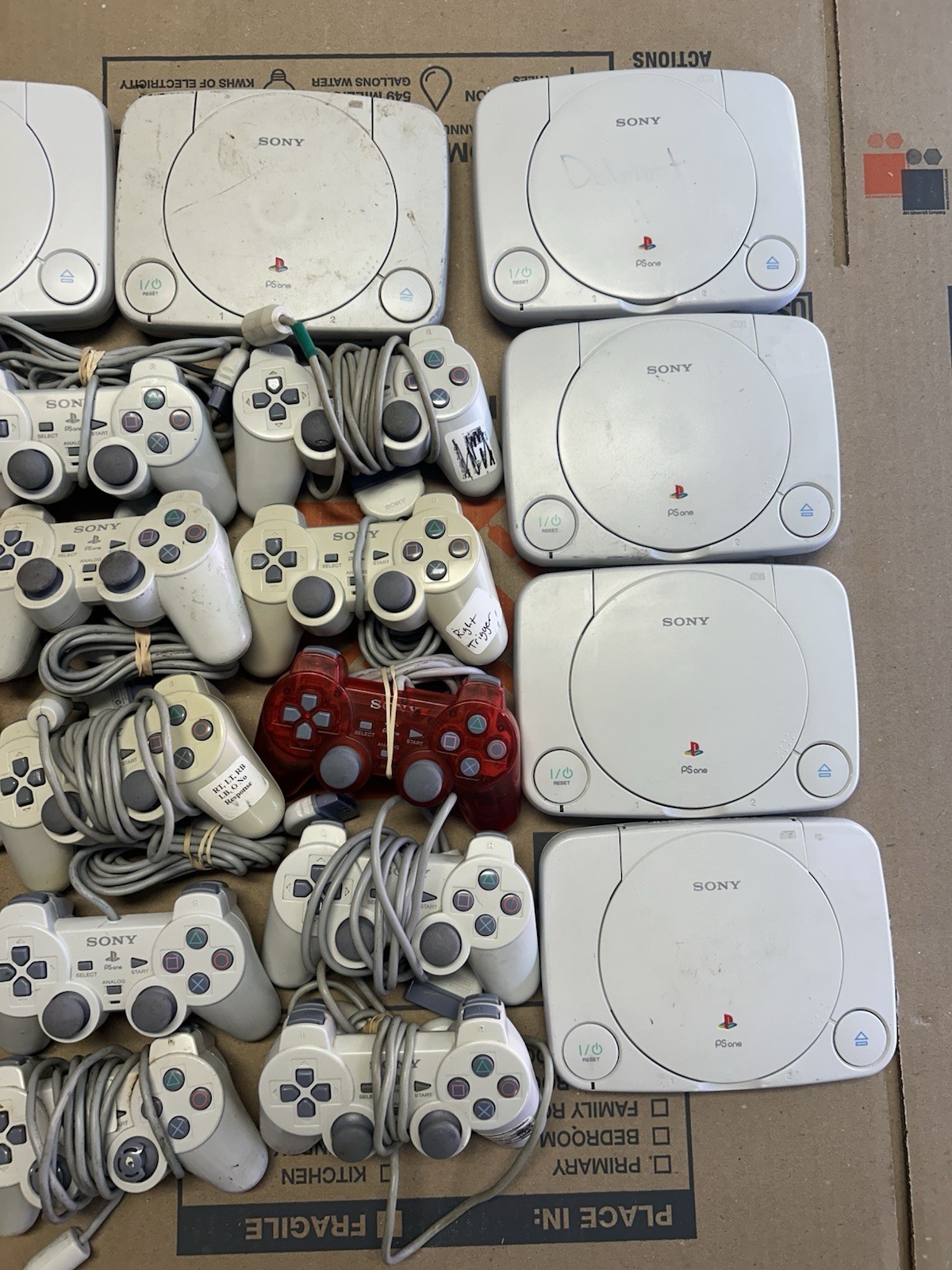 (10) Playstation 1 PS1 PSOne PS One (15) Controllers LOT PARTS REPAIR BROKEN