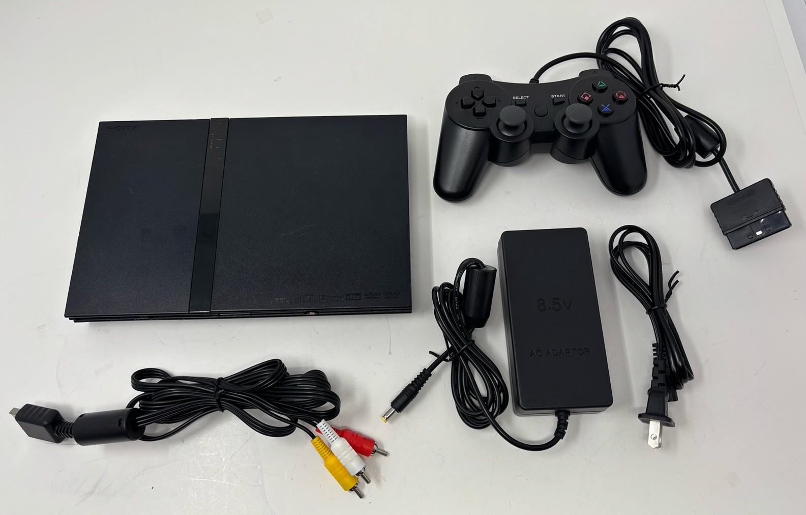 USED – Sony PlayStation 2 PS2 Slim Console Bundle – NEW LENS + BATTERY – CLEANED