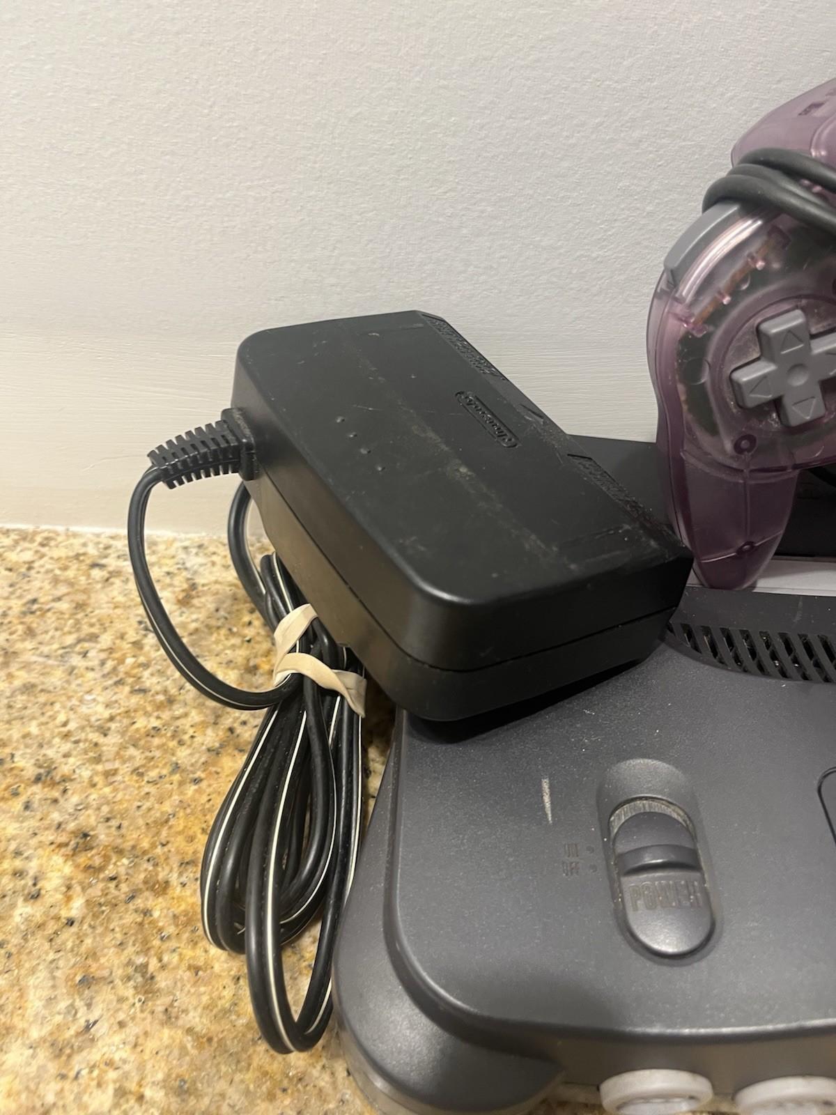 Nintendo 64 Black Console w/ Purple Controller, Power Adapter NTSC-U/C NUS-001