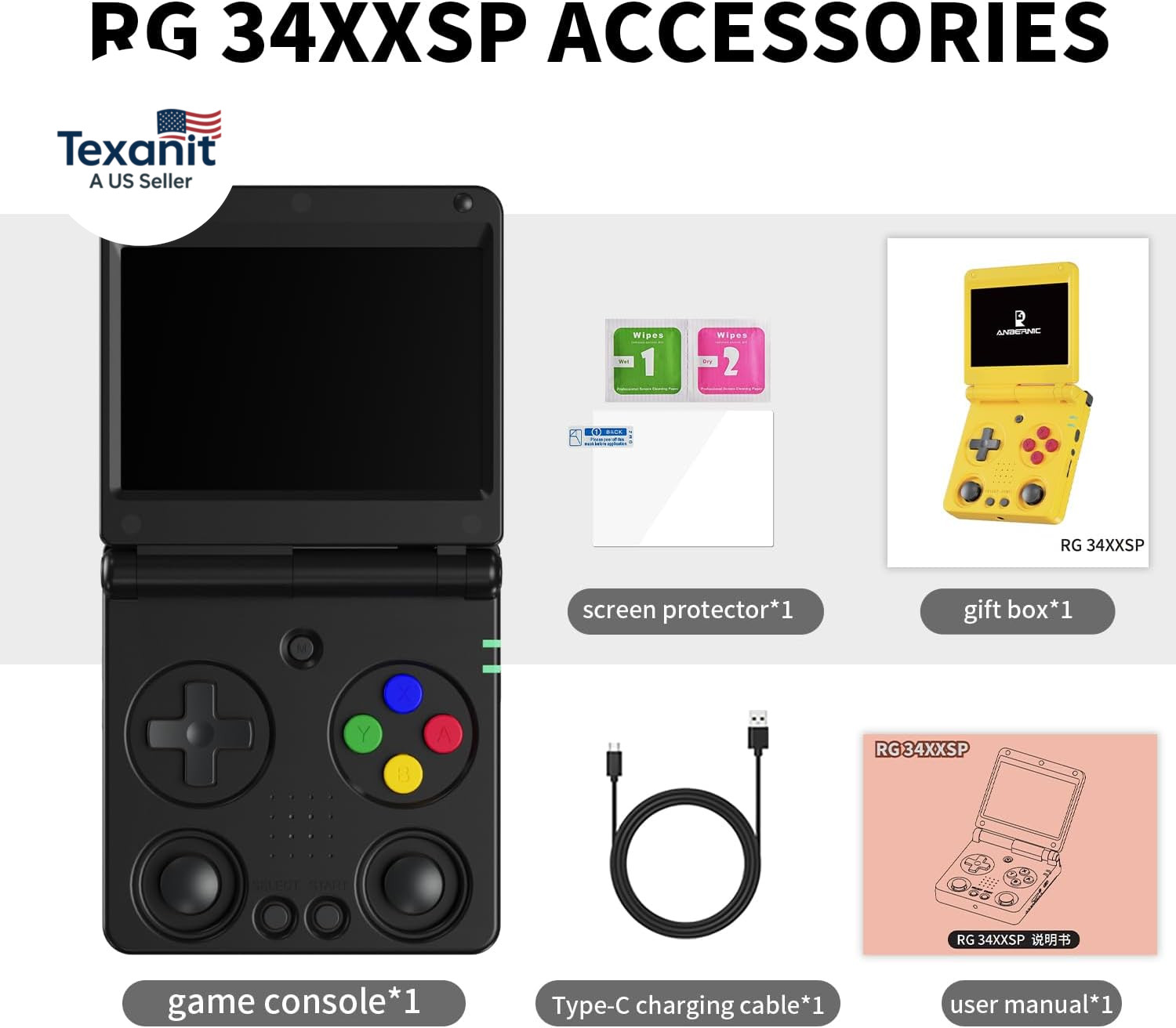 RG34XXSP Retro Handheld Game Console Linux 3.4» IPS Screen 720*480 Built-In 64G