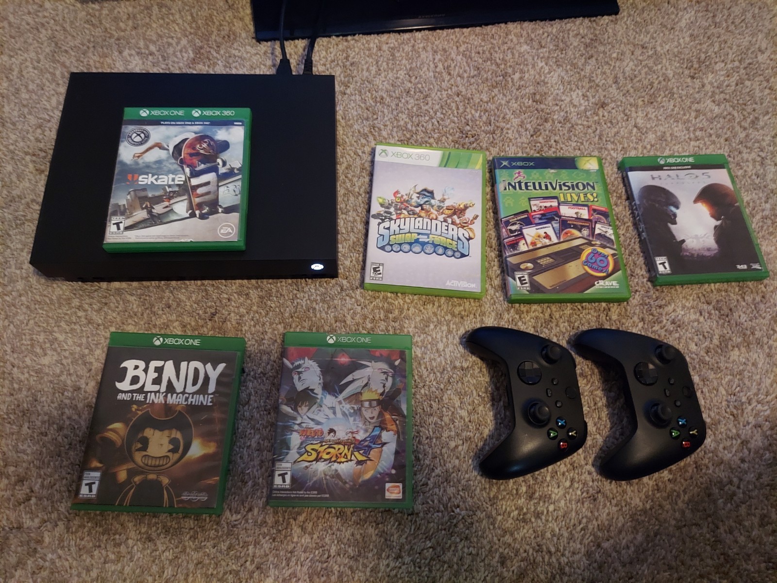 Microsoft Xbox One X 1TB Black Console 2 Controller Games Bundle