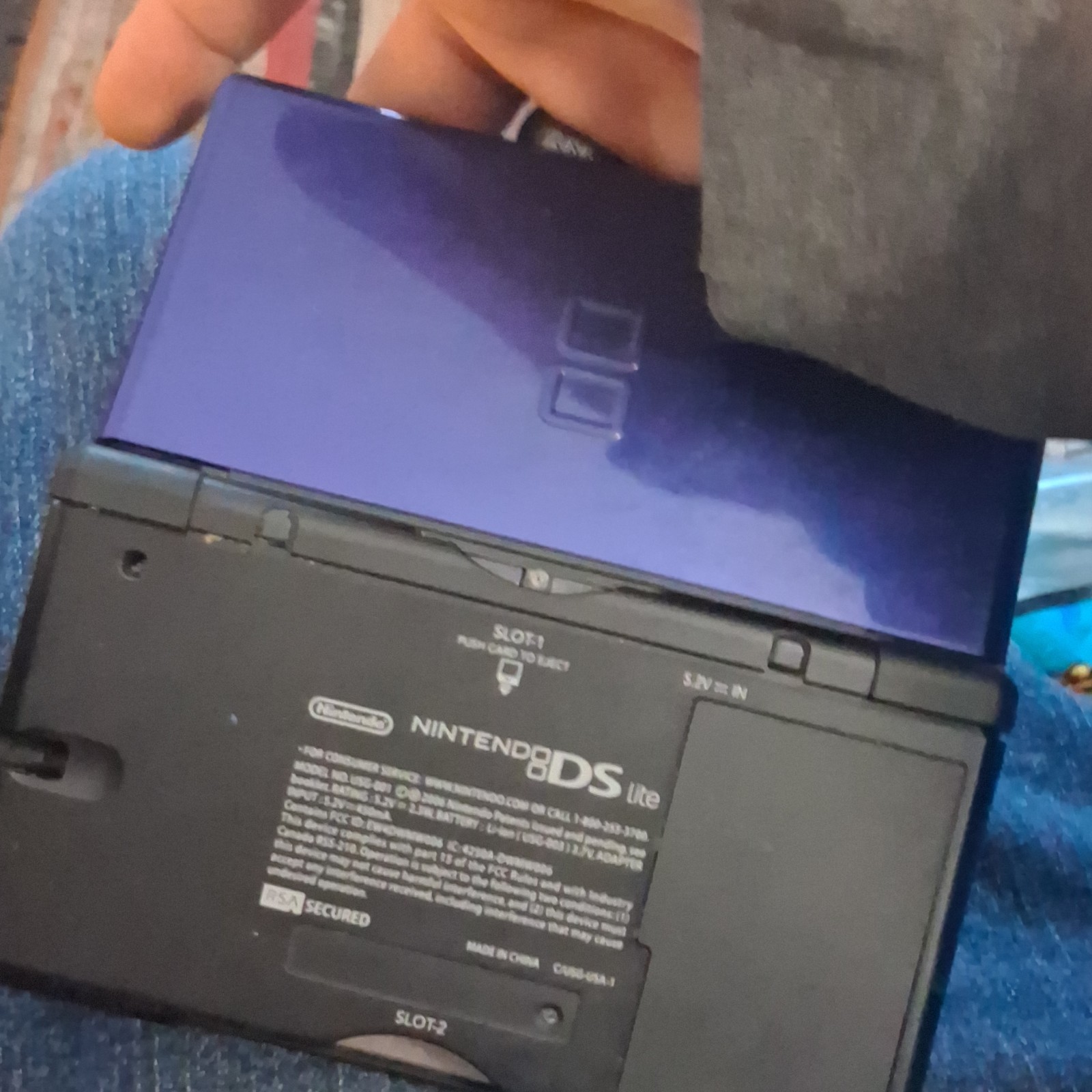 Nintendo DS Lite Purple and Black Dual Screen Handheld Console