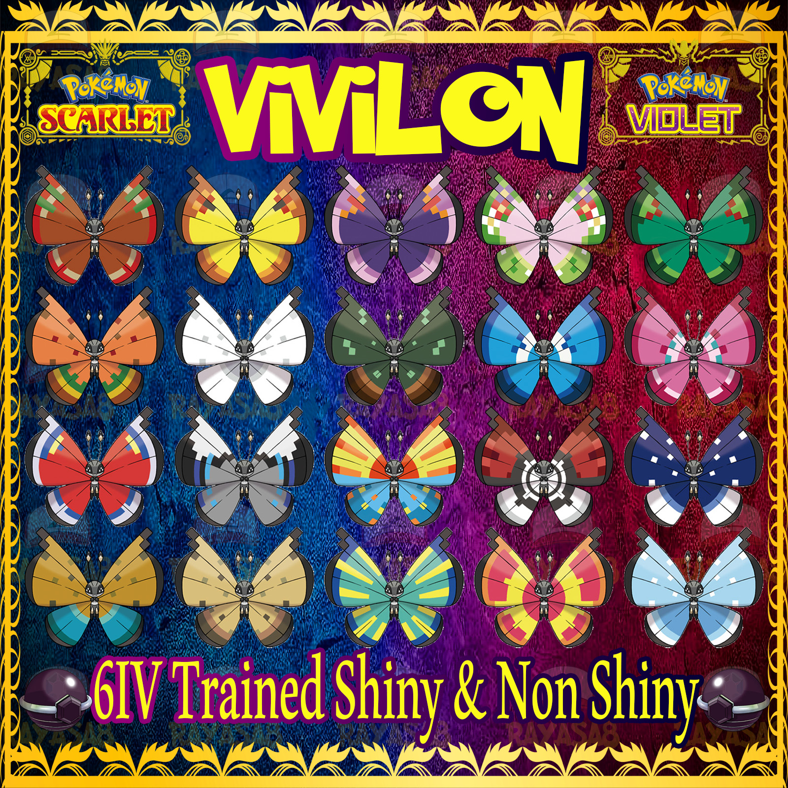 Vivillon All Forms 6iv 🌟 Shiny 🌟 & Non Shiny Pokemon Scarlet and Violet Home
