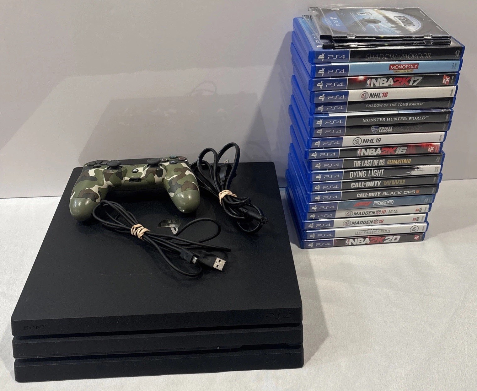 PS4 Pro 1TB CUH-7215B MEGA Bundle, Lot – 20 Games, Controller Tested