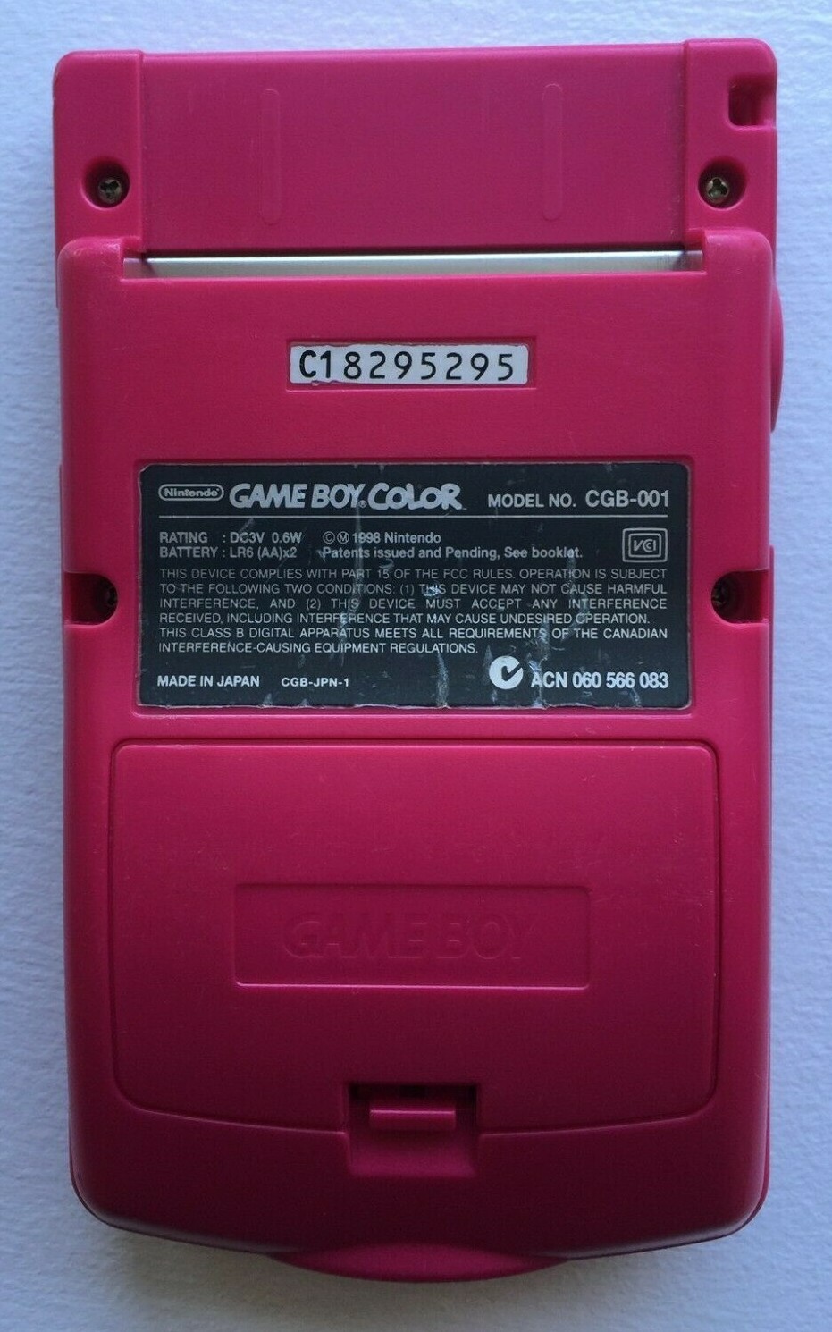 Nintendo Game Boy Color CGB-001 – Berry Red – 100% OEM – Tested Working