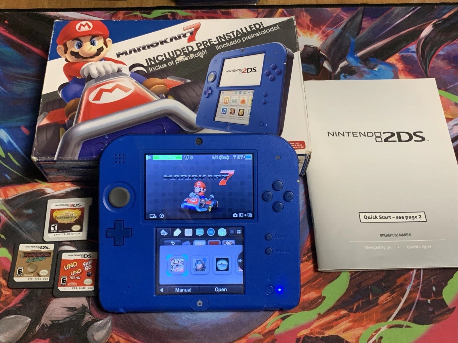 Nintendo 2DS Handheld Game System – Box Manual Charger Games Works Perfectly VG