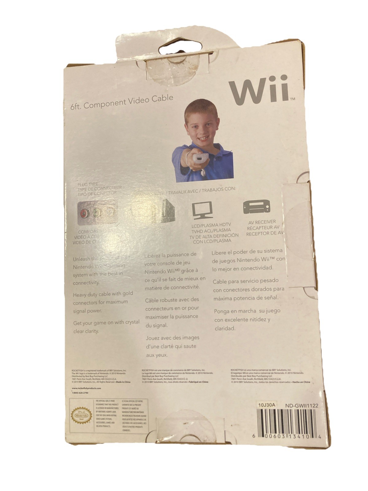 Nintendo Wii Rocketfish Gaming 6 ft. Component Video Cable Brand New
