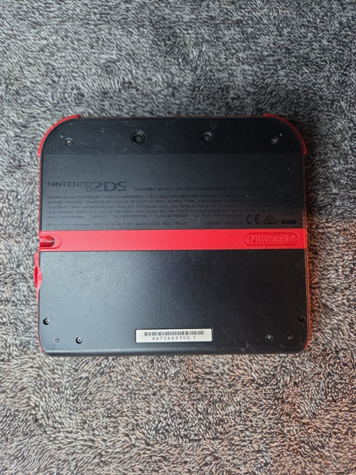 Nintendo 2DS Black & Crimson Red System Tested And Working Console Only