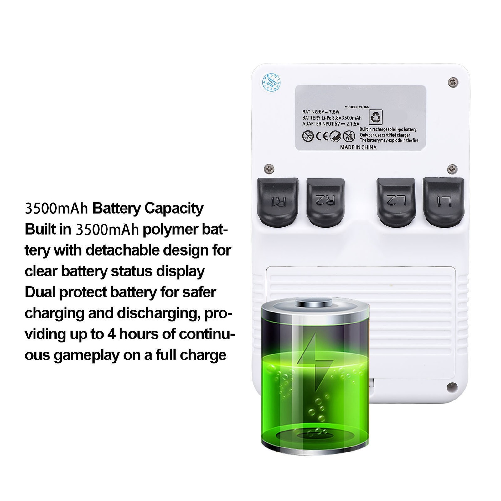R36s Retro Handheld Gaming Console 3.5 Inch IPS Screen 640 X 480 3500 MAh B XFPK