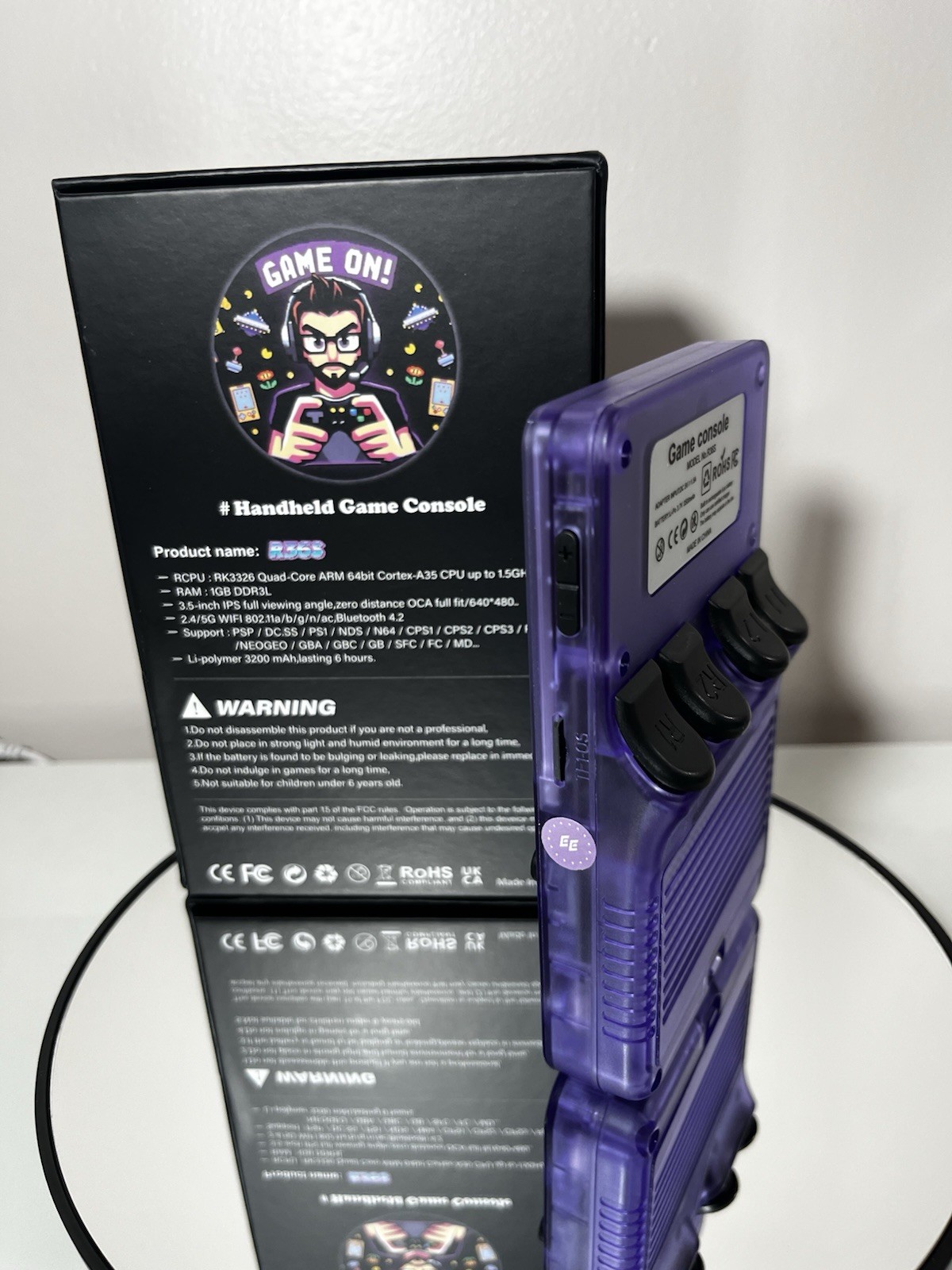 R36S Purple Handheld Game Console, Dual 3D Joystick, IPS Screen, Bluetooth