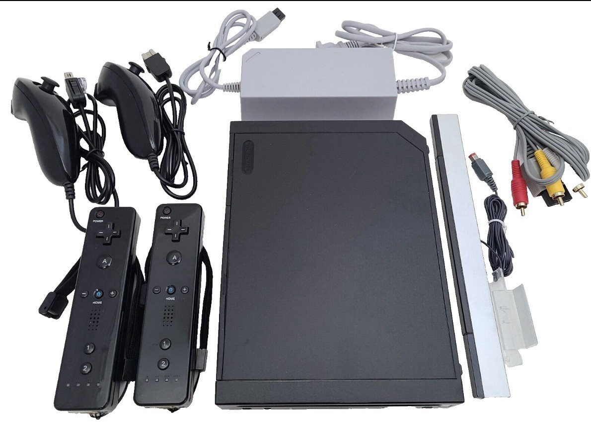 Nintendo Wii Video Game System 2 REMOTE Bundle BLACK Console + NEW ACCESSORIES