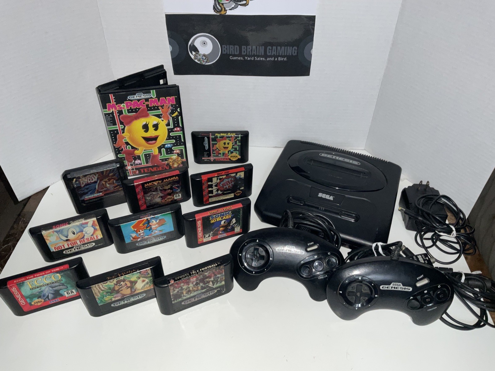 Sega Genesis 2 Console 10 Games Bundle 2 Remotes Mickey Sonic 3D NBA Jam Tested