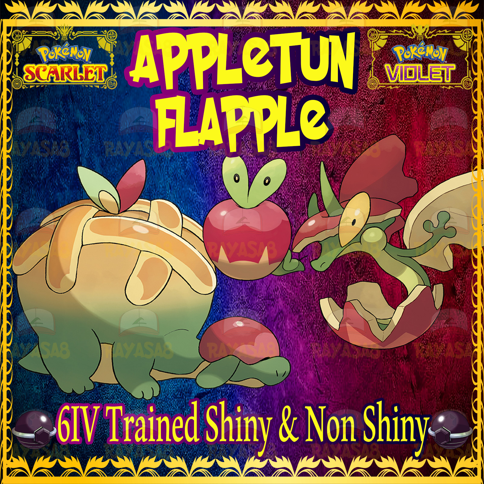 Pokemon Scarlet & Violet Applin Appletun 6IV 🌟Shiny🌟 & Non Shiny Home