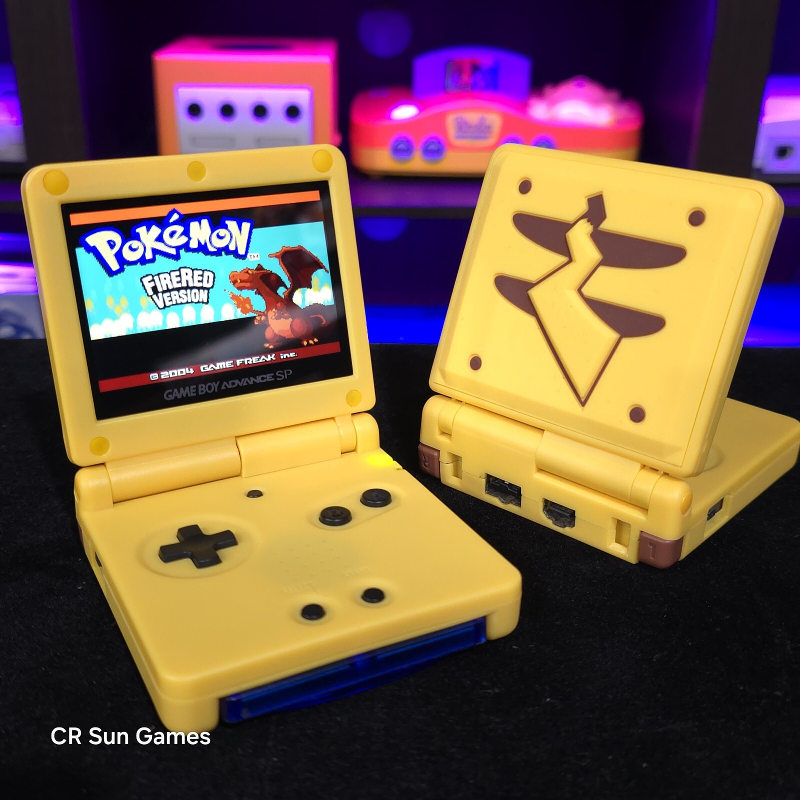 Pikachu Edition Pokemon Yellow Game Boy Advance SP GBA Console with iPS V2 Mod