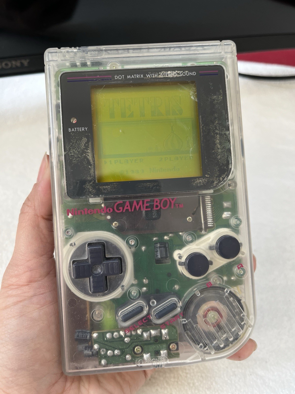 Nintendo Game Boy Transparent Clear Classic Handheld Console *TESTED WORKS*