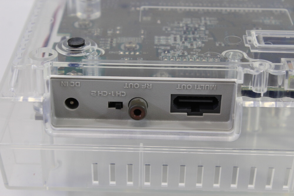 Super Nintendo Transparent Crystal Clear Console SNES SFC Converted AC AV TESTED
