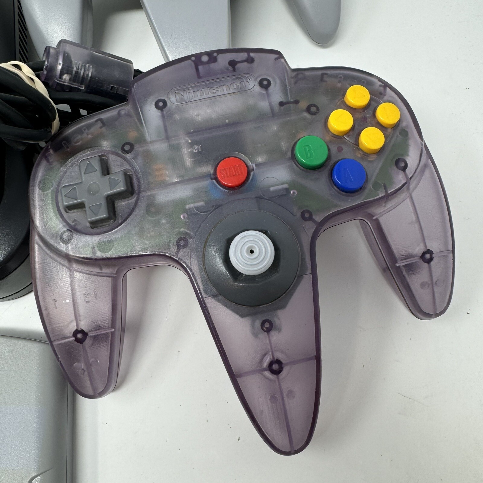 Nintendo 64 N64 Console 2OEM Gray Purple Controllers w/ Game Tested Working