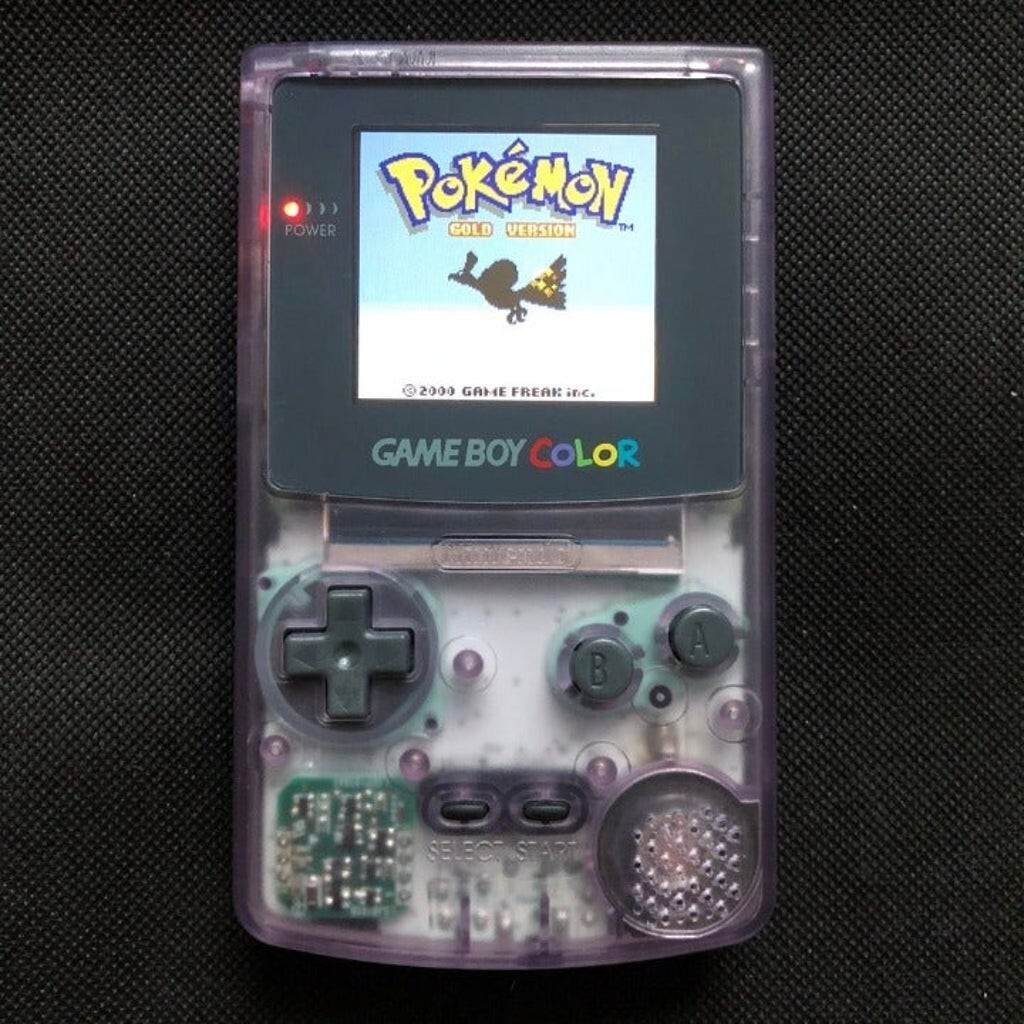 Console Nintendo Gameboy Color Clear Atomic Purple with IPS V2 backlight screen