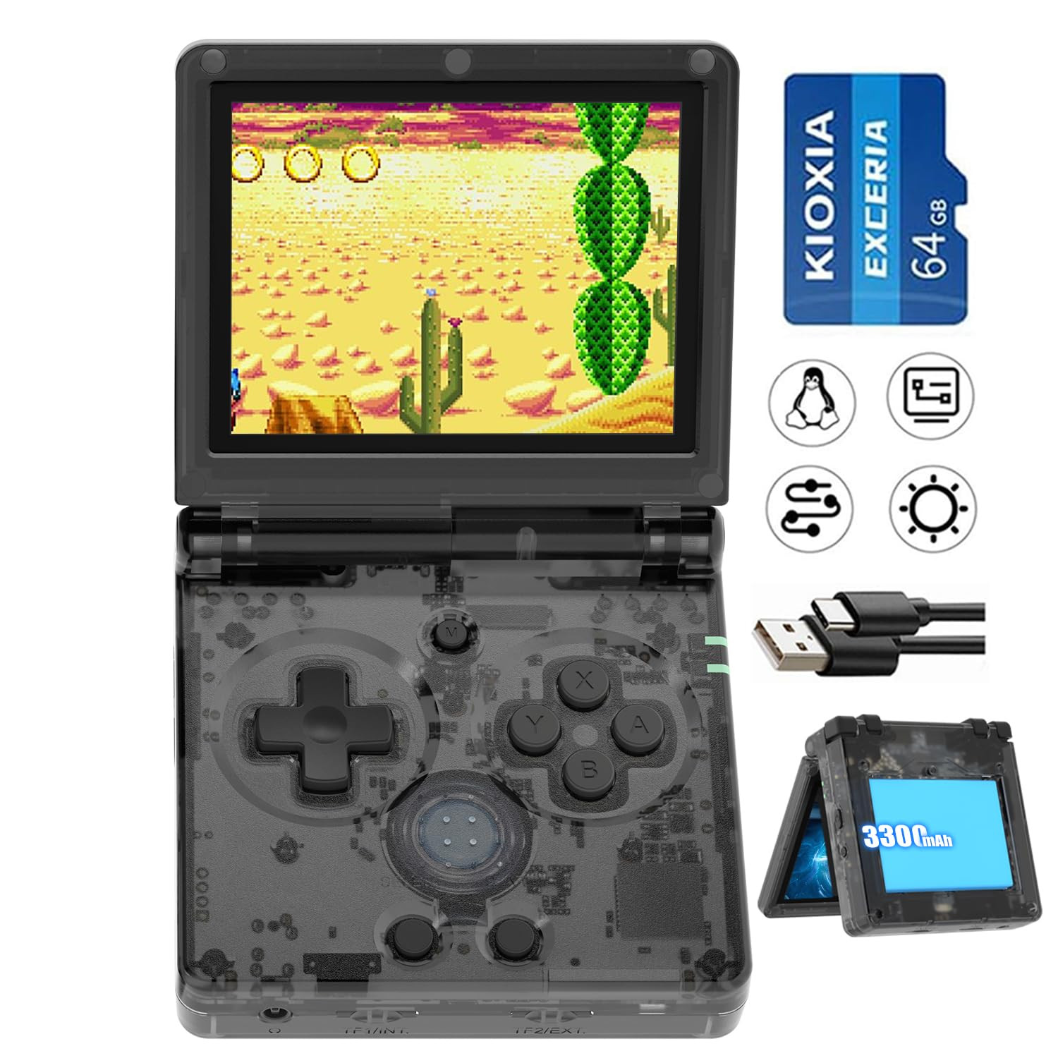 RG35XXSP Flip Portable Retro Handheld Game Console,Rg 35XXSP 3.5 Inch IPS Screen