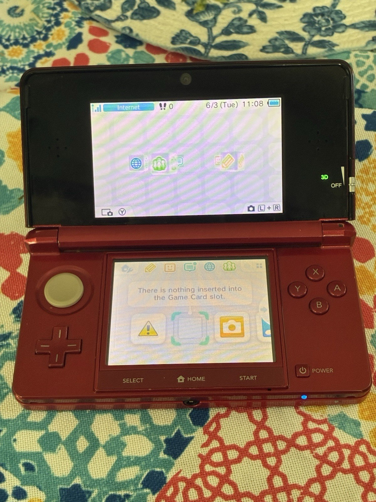 Nintendo 3DS Red Handheld Console included AC Adapter