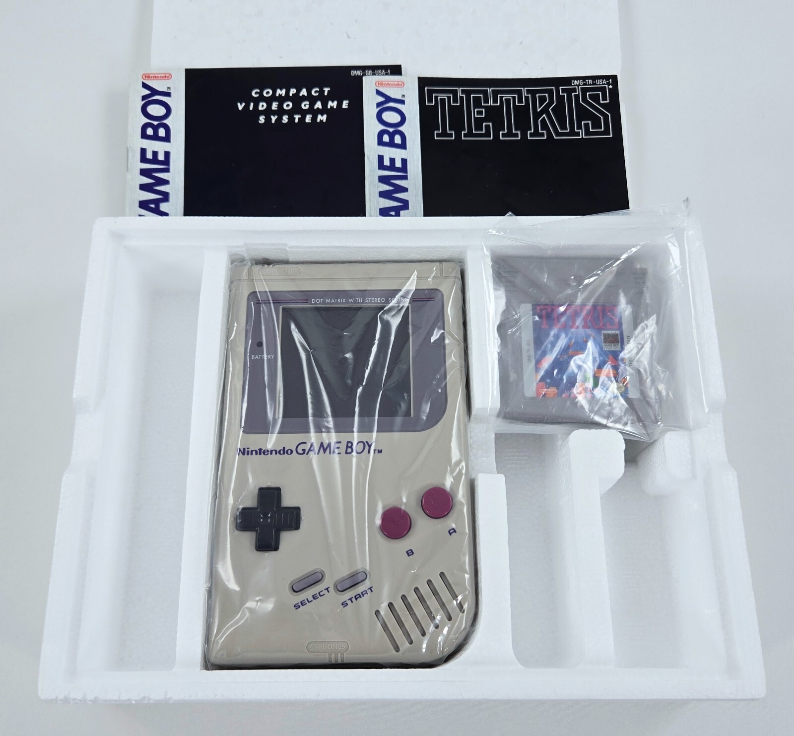 GAME BOY DMG-01 CONSOLE COMPLETE CIB w/ TETRIS + IPS LCD Backlit Screen Nintendo