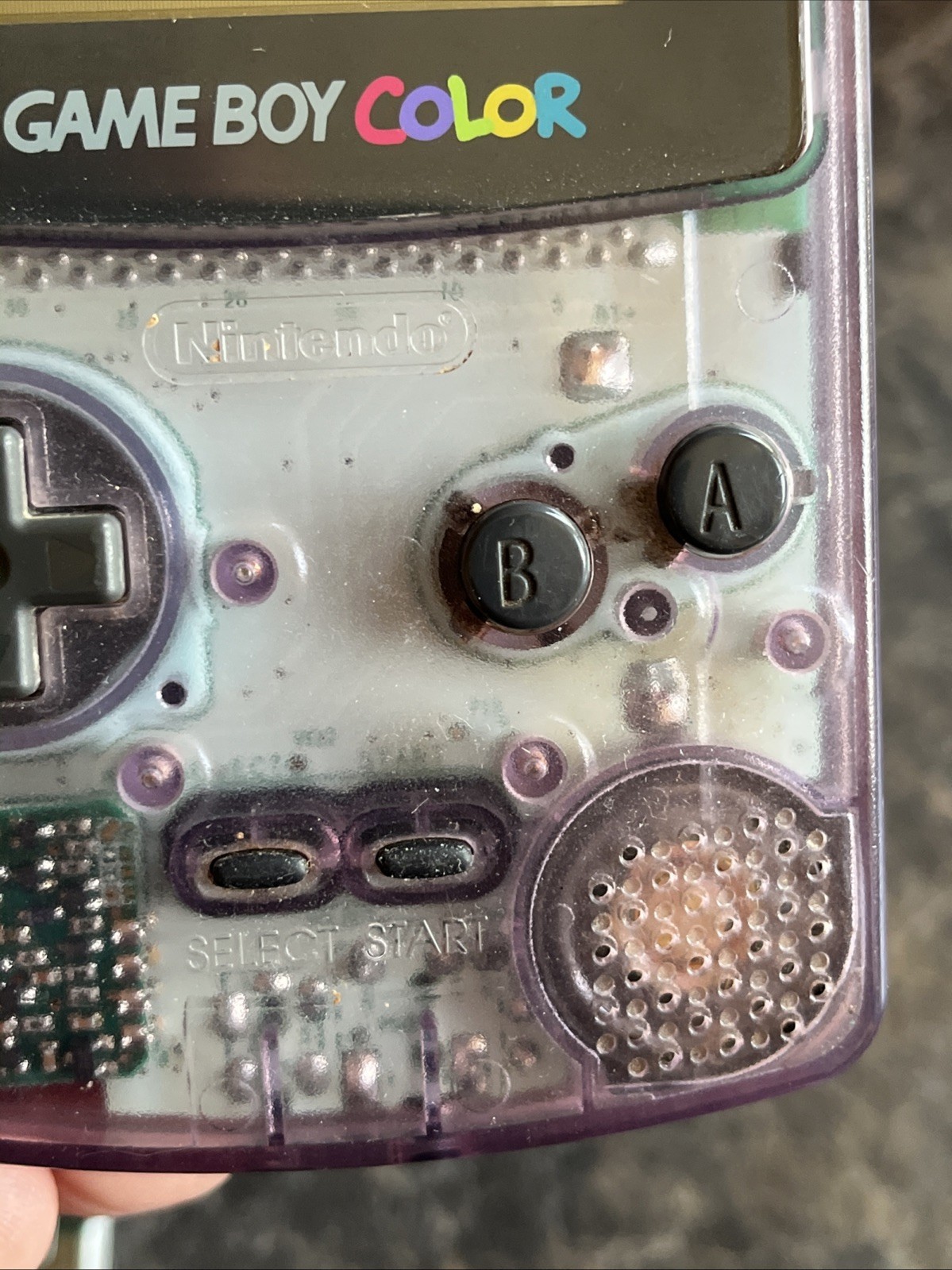 Works Nintendo Game Boy Color Atomic Purple Transparent Clear Croc 2 Bomber Man