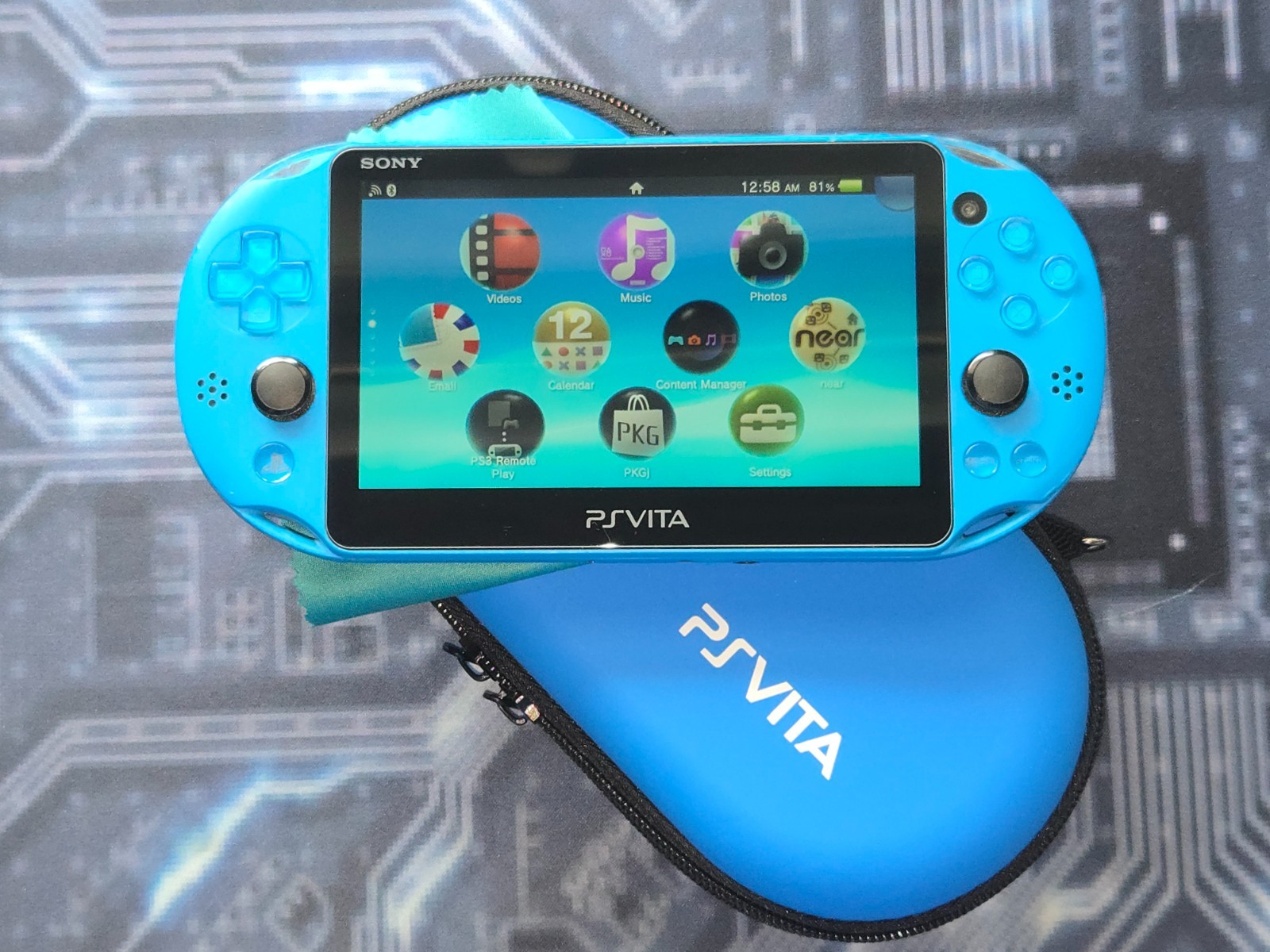 Blue Sony PlayStation PS Vita 2000 Slim – USB-C Port Upgrade + 128GB Memory Card