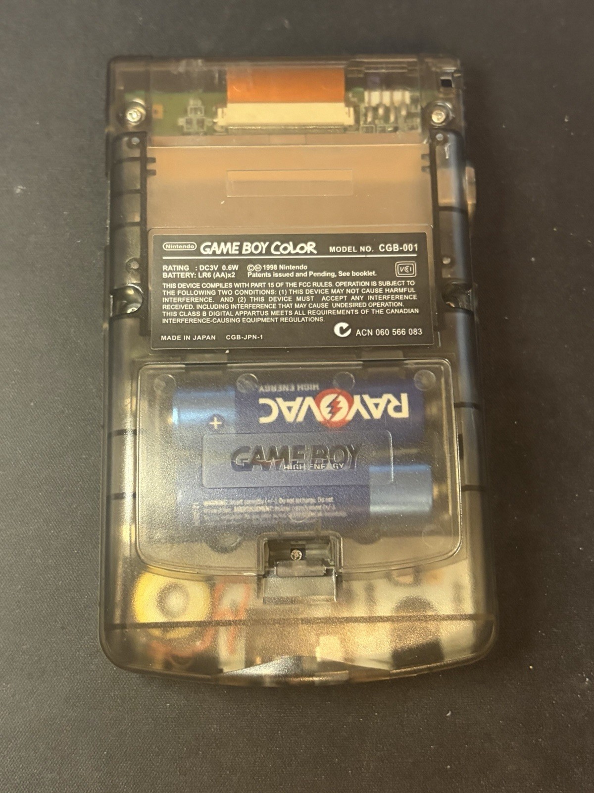 Gameboy Color Clear Black Handheld Tested & Working