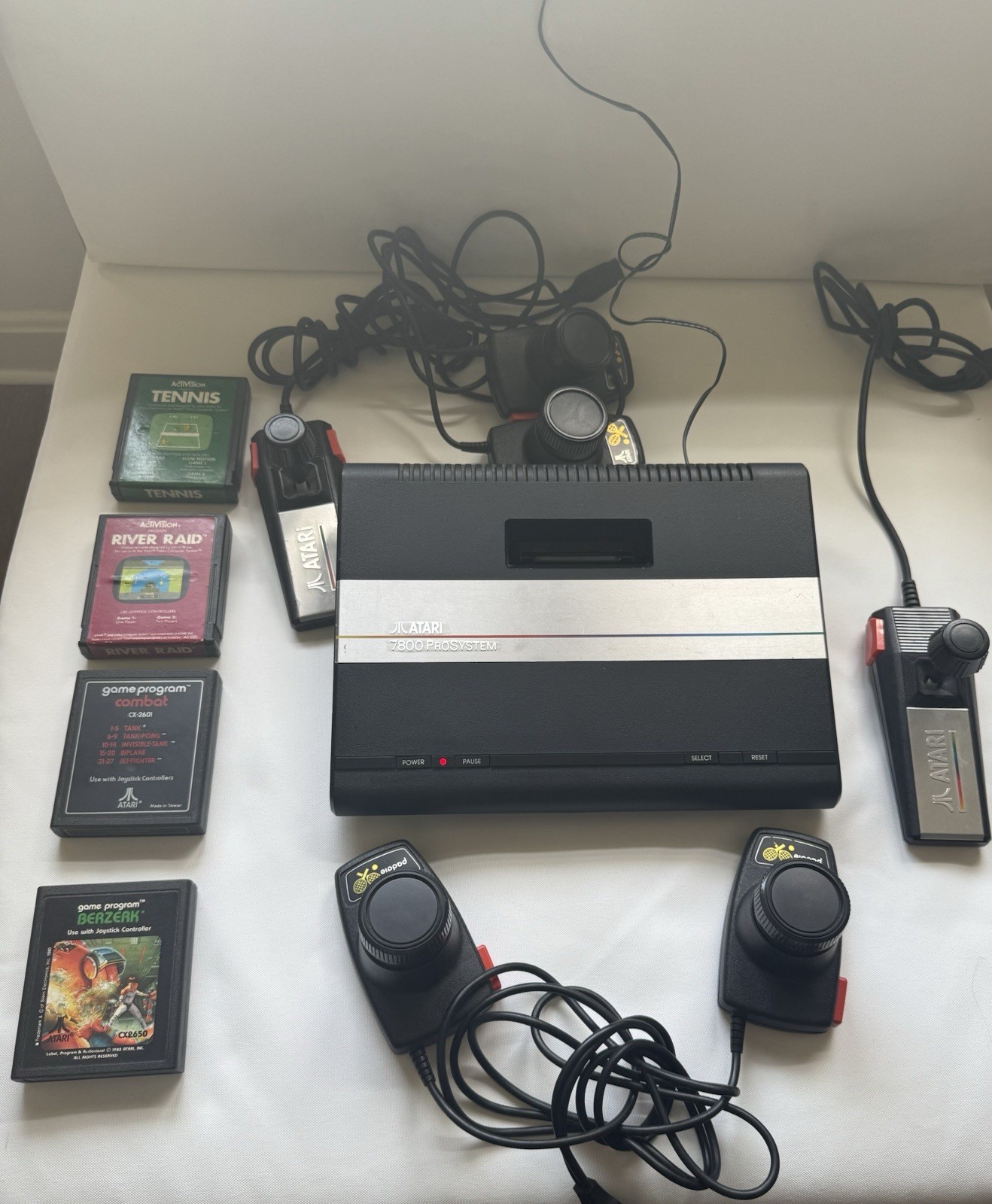 Original Vintage Atari 7800 Prosystem Console with controllers and games