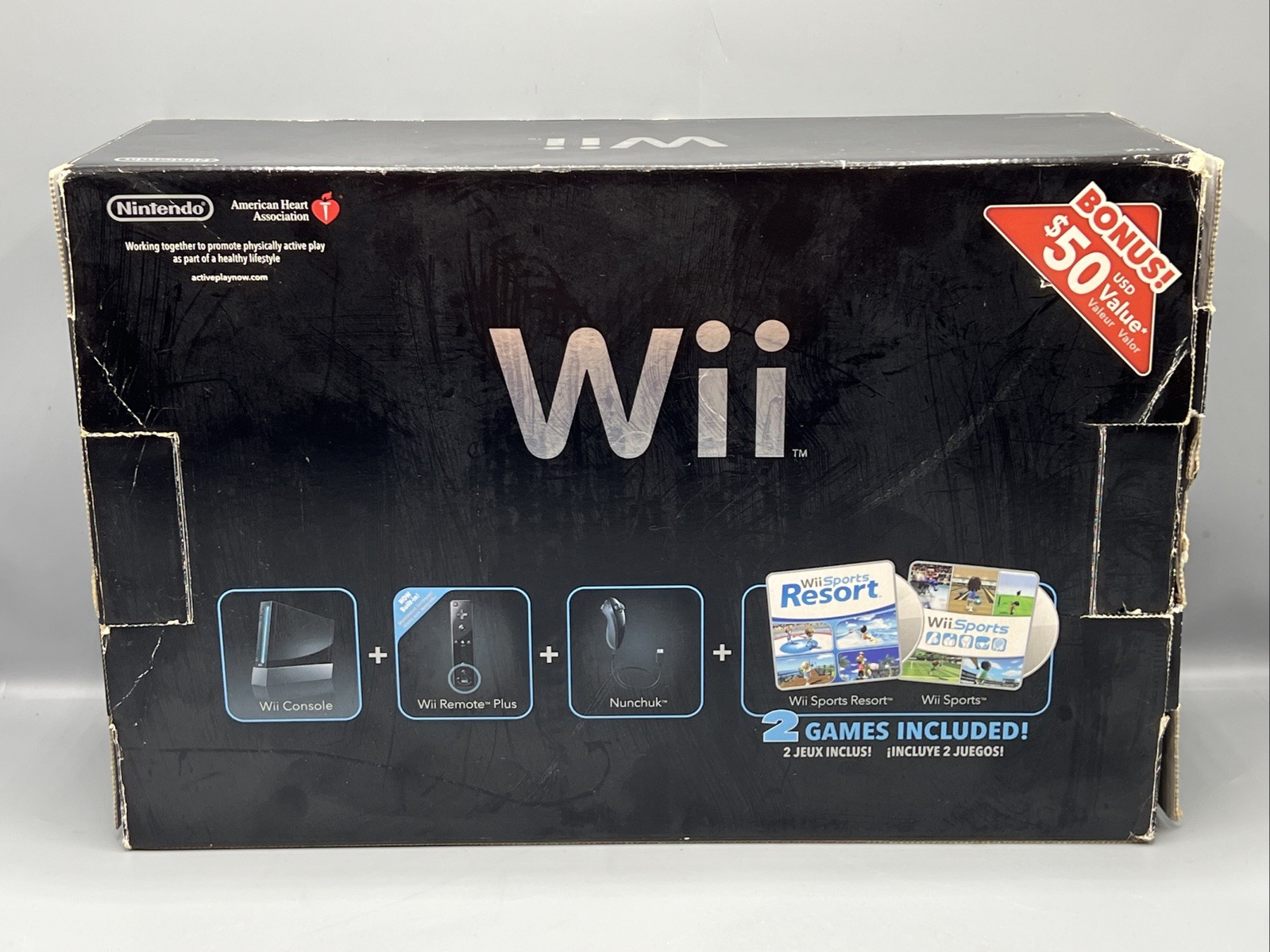 Nintendo Wii Black Console Motion Plus Wii Sports + Resort Bundle Complete CIB