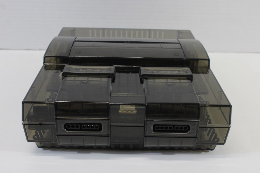 Super Nintendo Transparent Clear Black Console SNES SFC Converted AV AC Adapter