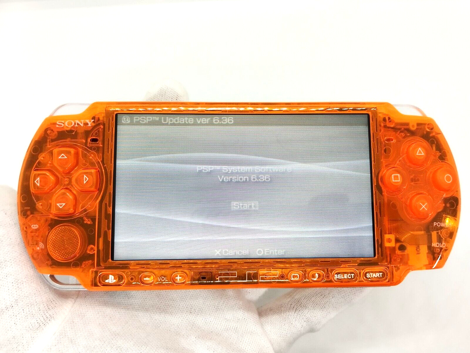Sony PSP-3000 Playstation Portable Handheld Console Clear Orange Shell Custom