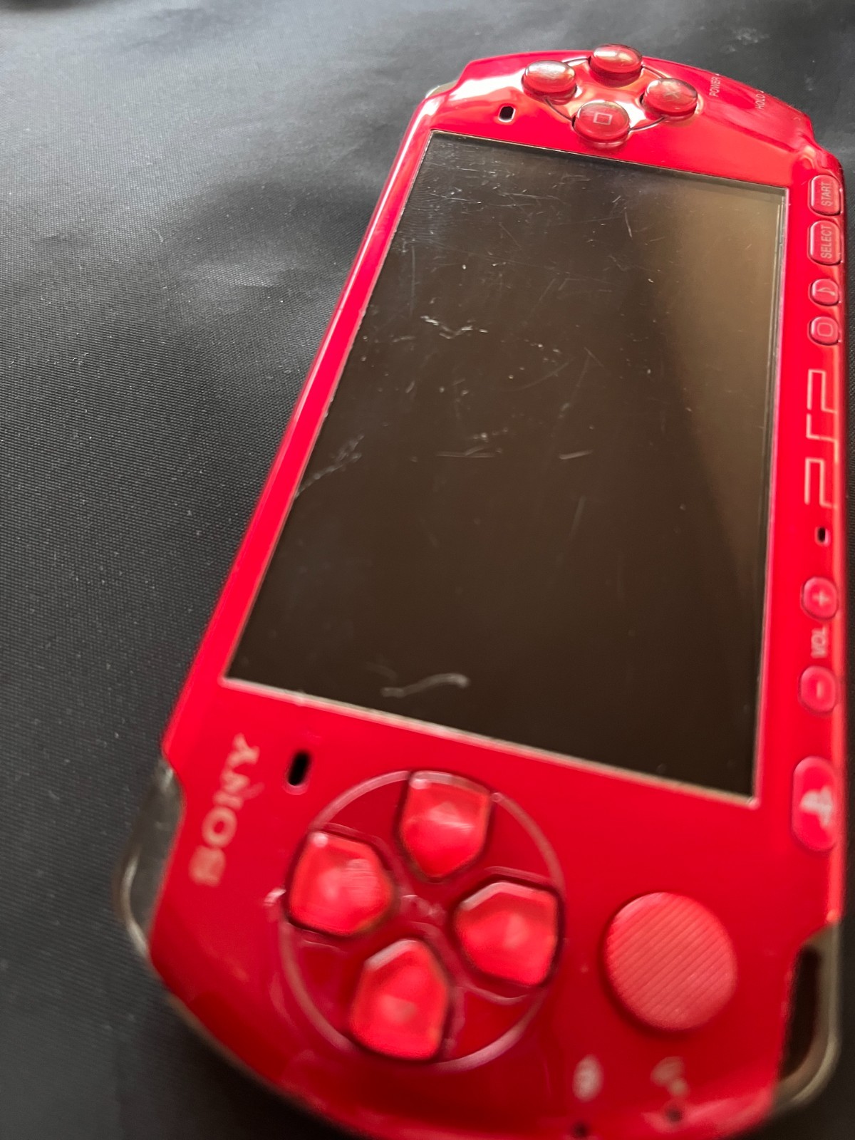 SONY PSP-3000 Radiant Red + AC charger + 8GB Memory – Working, Rank B