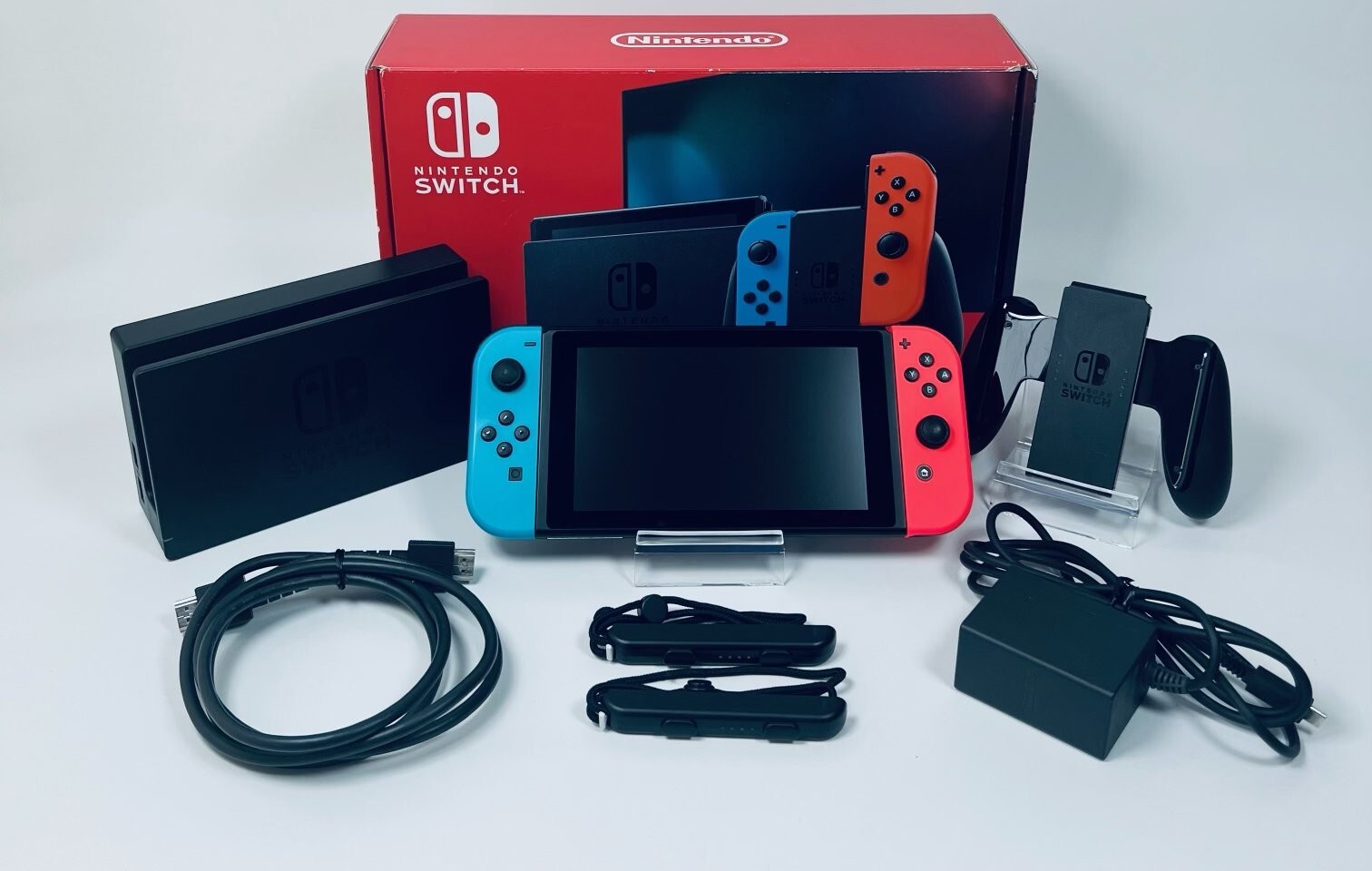 Nintendo Switch Console Neon Blue/Red Joy-Con Set Boxed Excellent Condition Test