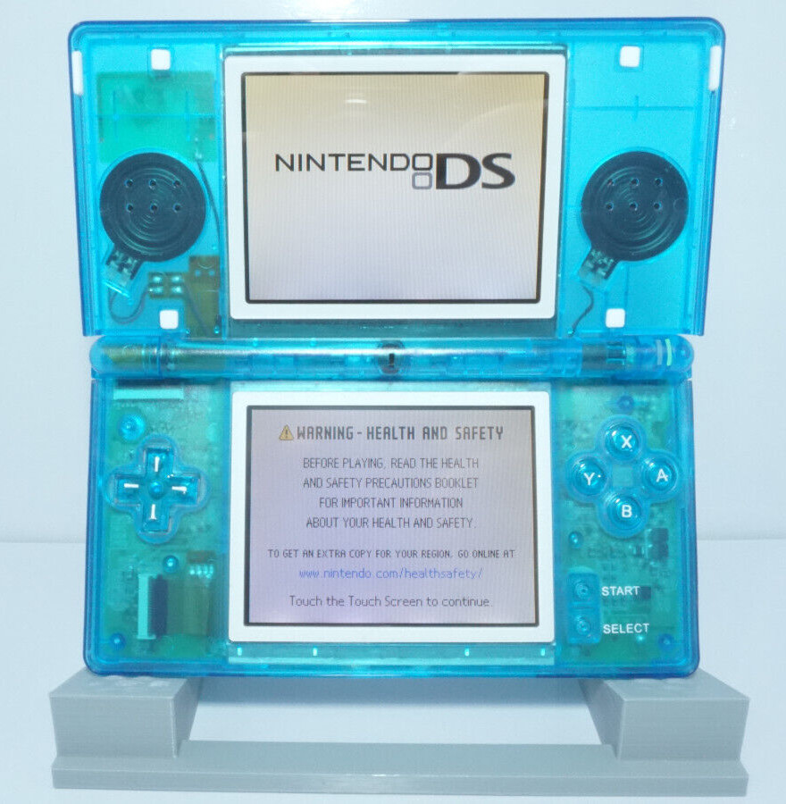 Nintendo DS Lite Transparent Clear Blue Handheld System with Charger & Stylus
