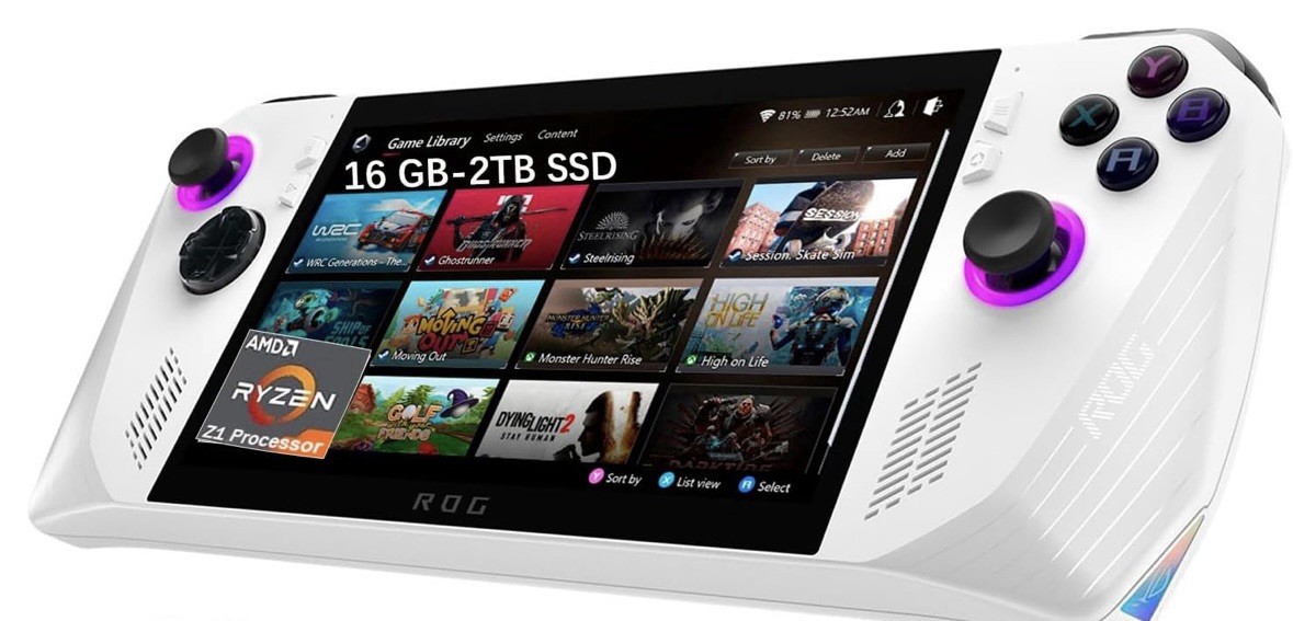 ASUS ROG Ally 7″ 120Hz FHD 1080p Gaming Handheld AMD Ryzen Z1 512GB White
