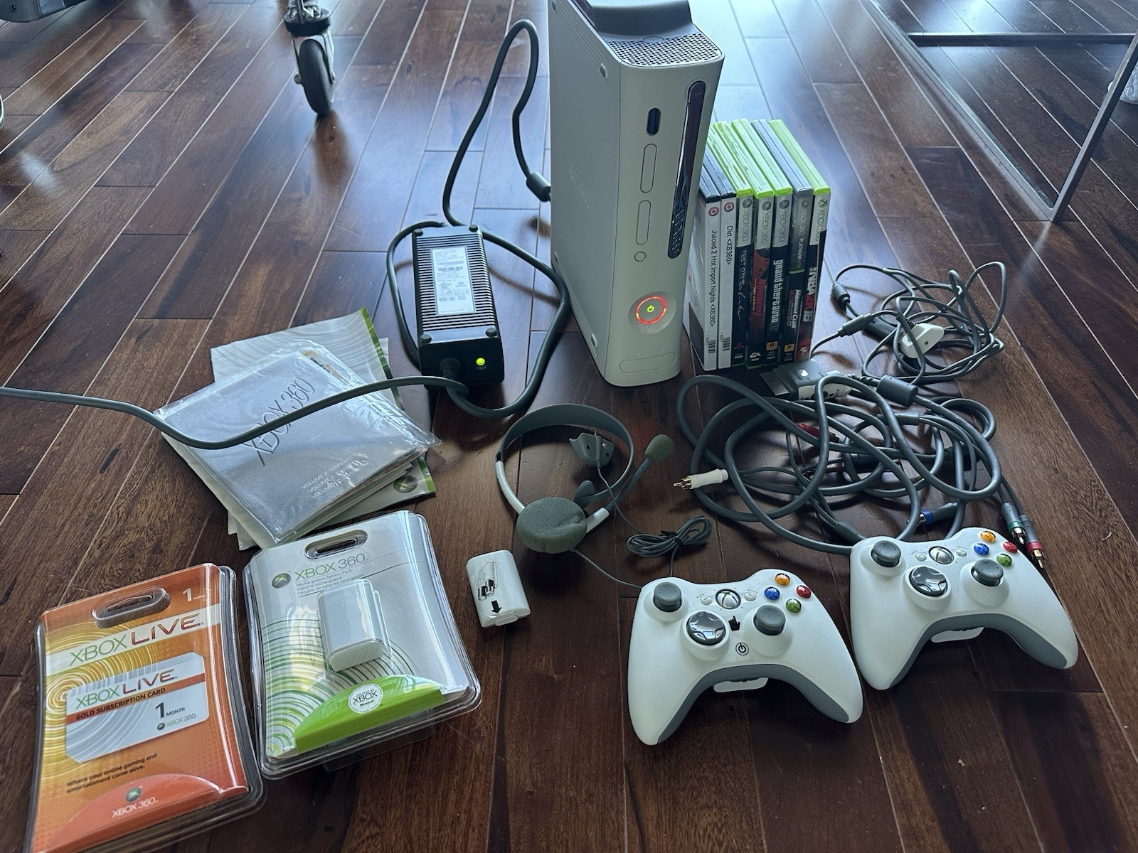 Xbox 360 Console Bundle – 2 Controllers, 6 Games, Tested & Working 120GB HDD