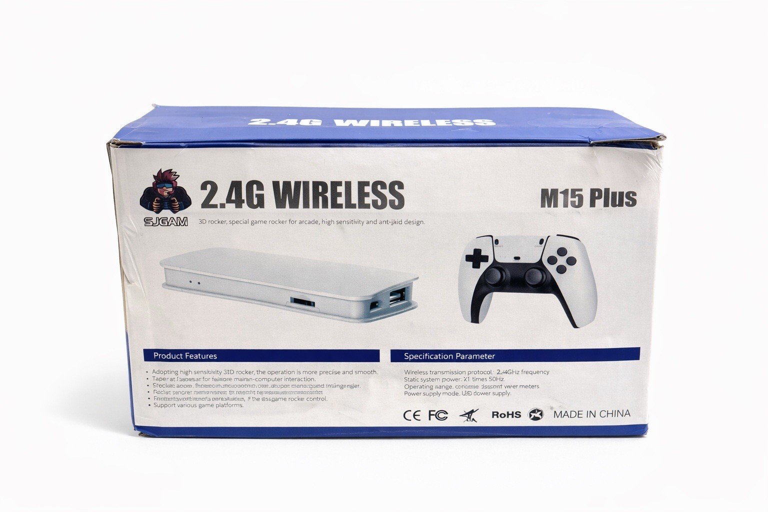 SJ GAM M15 Plus 2.4G Wireless 4K UHD Console, Double Rocker, White