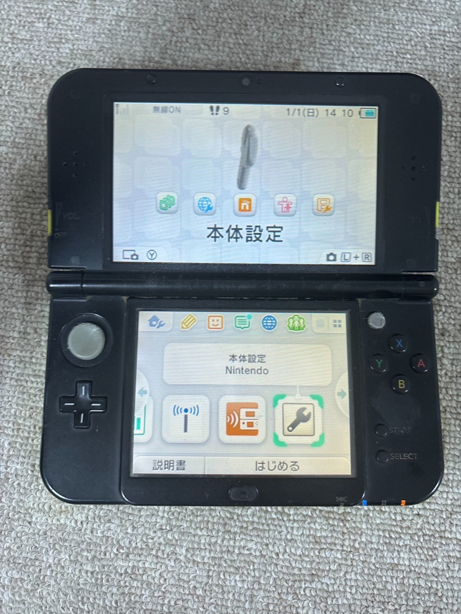 New Nintendo 3DS XL LL Black Lime Console region Japanese B816