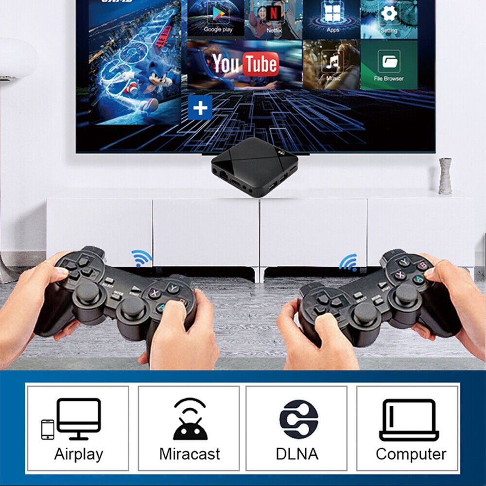 Android 9.0 Dual System HD TV BOX Video Game Console 64GB 10000 Games Gamepad