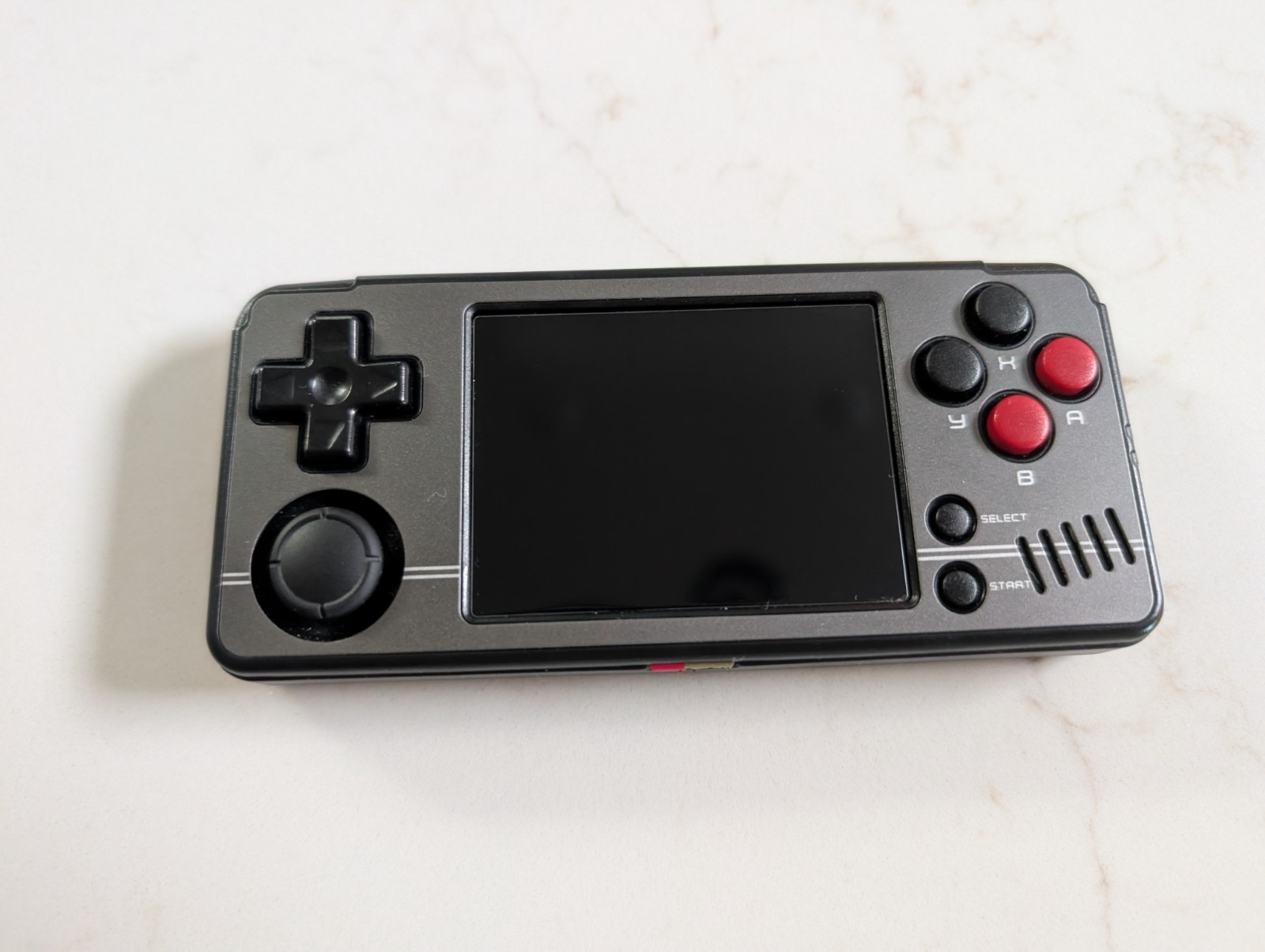 Miyoo A30, Black with Red Buttons, Screen Protector Installed