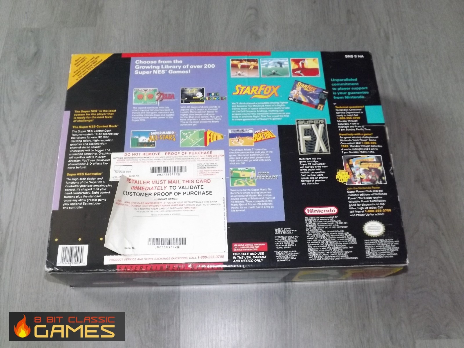 Super Nintendo SNES System Mario World Bundle in BOX – FAST SHIPPING! 68W