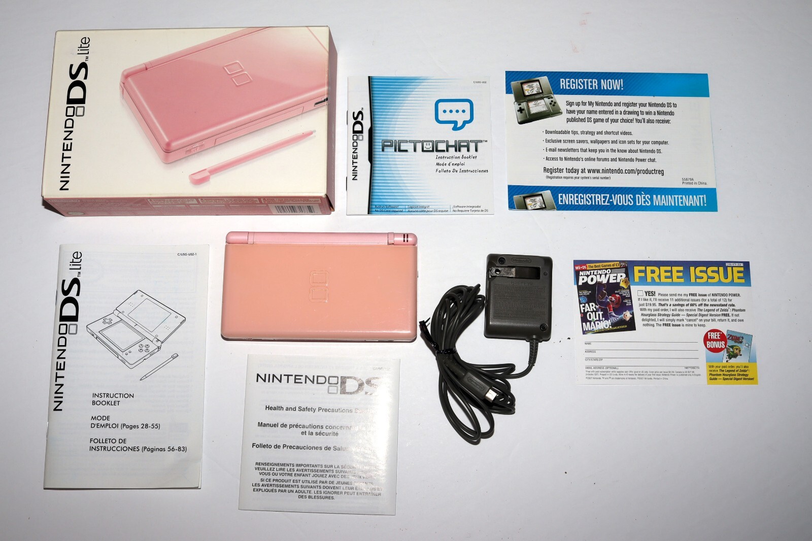 Nintendo DS Lite Pink Handheld System Tested Works