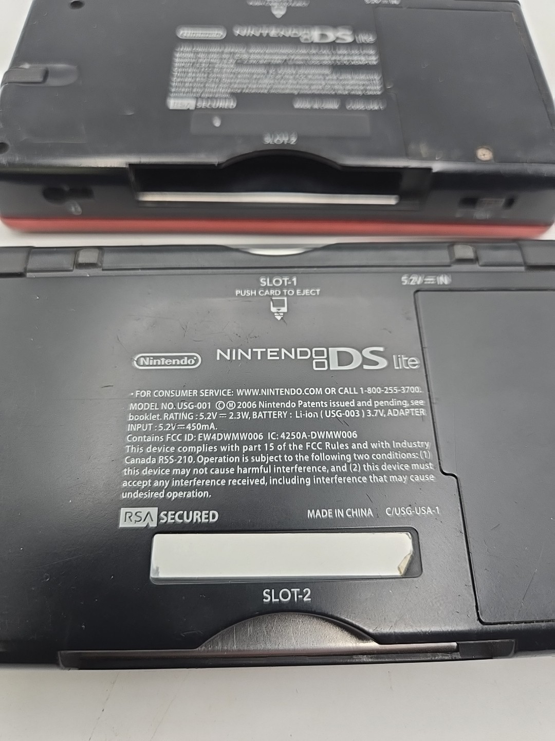 Nintendo DS Lite USG-001 Silver Black Guitar Hero Edition Console & Red AS IS