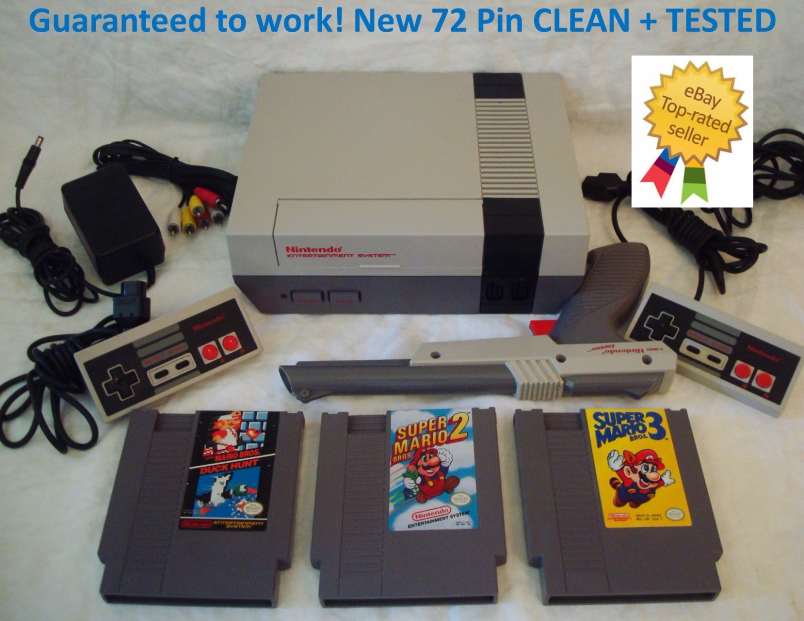 NINTENDO NES Console System Bundle NEW 72 PIN Games Super Mario 1 2 3 GUARANTEED