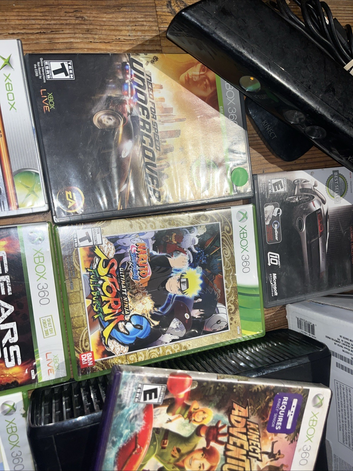 Microsoft Xbox 360 S 250gb Slim & Games – Console Box Cords Kinect Lot Bundle