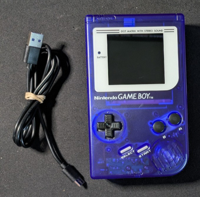 Nintendo Game Boy IPS Backlit LCD Screen Purple Shell USB-C Rechargeable Upgrade