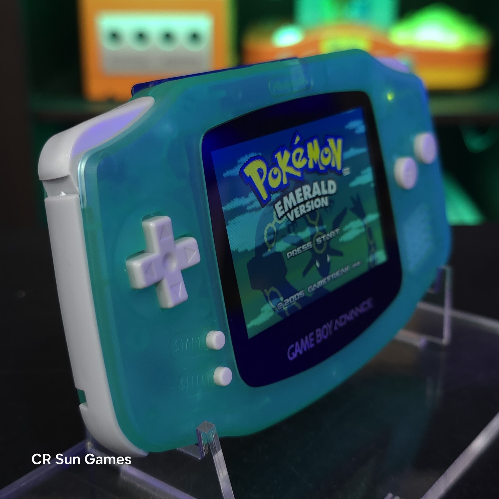 Teal Glow In The Dark GameBoy Advance GBA Console with iPS Backlight LCD MOD