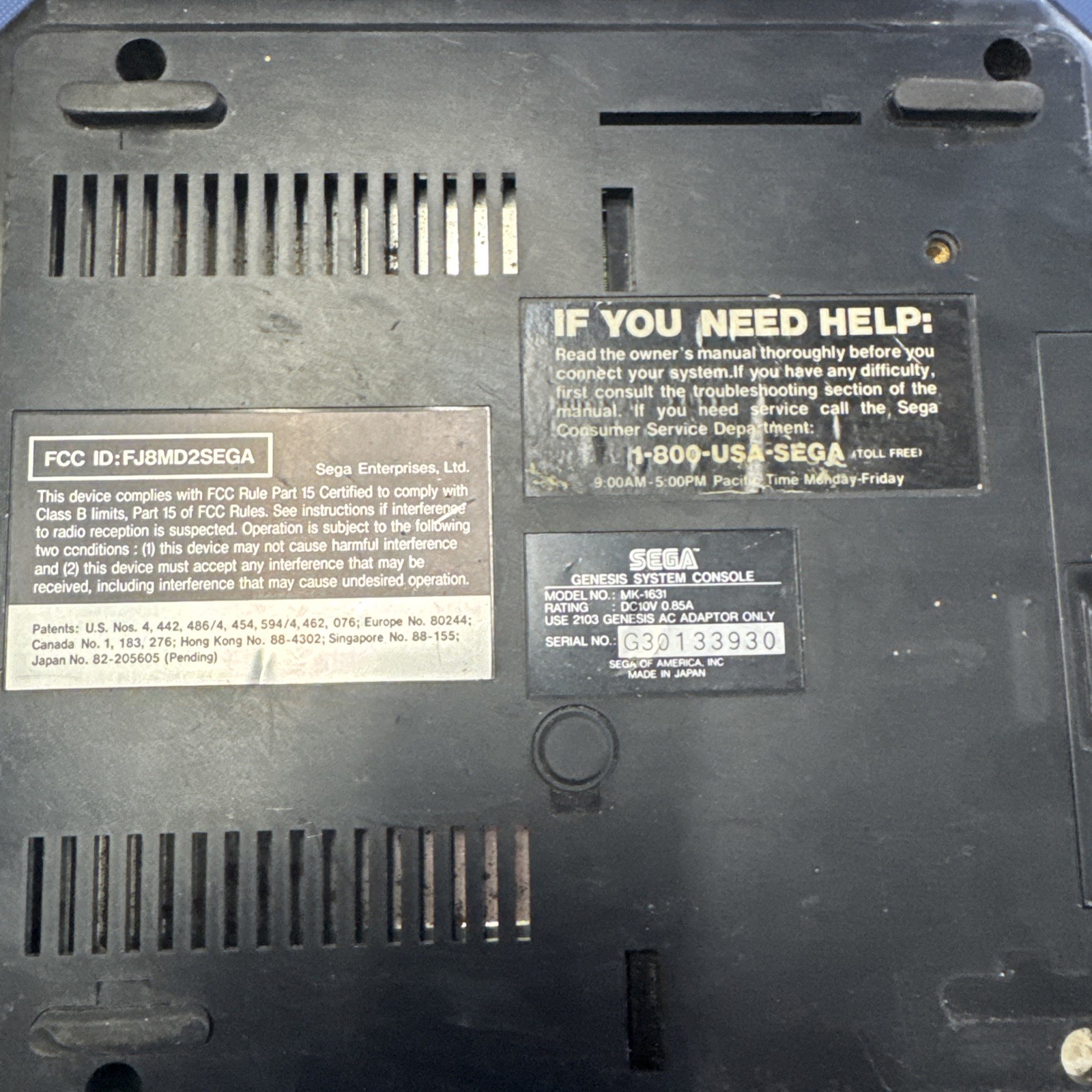Sega Genesis Model 2 MK-1631 Console Only Black Untested For Parts or Repair